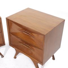 Albert Parvin Albert Parvin Style Roma Mid Century Sculpted Walnut Nightstands Pair - 3846601