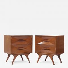 Albert Parvin Albert Parvin Style Roma Mid Century Sculpted Walnut Nightstands Pair - 3863424