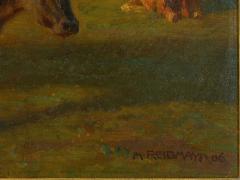 Albert Reibmayr Milking Time 1906 Landscape Painting of Cows by Albert Reibmayr Austrian  - 1076919