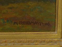 Albert Reibmayr Milking Time 1906 Landscape Painting of Cows by Albert Reibmayr Austrian  - 1076925