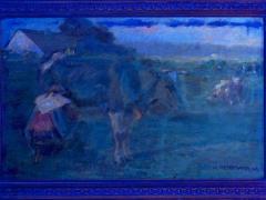 Albert Reibmayr Milking Time 1906 Landscape Painting of Cows by Albert Reibmayr Austrian  - 1076928