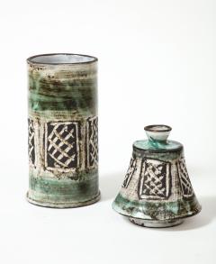 Albert Thiry Glazed Ceramic Two Part Jar Candle Holder by Albert Thiry Vallauris France - 3140063