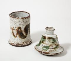 Albert Thiry Glazed Ceramic Two Part Jar Candle Holder by Albert Thiry Vallauris France - 3190089