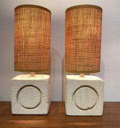 Albert Tormos Pair of Mid Century Limestone Cube Table Lamps by Albert Tormos - 2466682