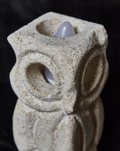Albert Tormos Pair of Small Sandstone Owls Table Lamps by Albert Tormos - 2539729