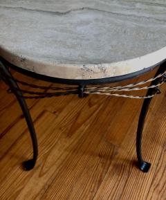 Alberto Diego Giacometti French Modern Neoclassical Gilt Wrought Iron Travertine Side Table Giacometti - 2372181