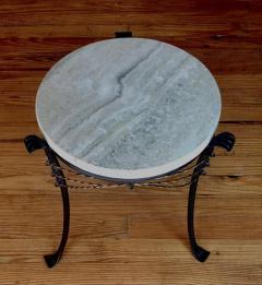 Alberto Diego Giacometti French Modern Neoclassical Gilt Wrought Iron Travertine Side Table Giacometti - 2372182