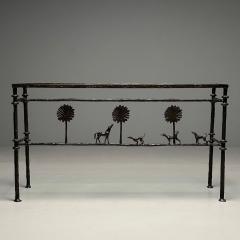 Alberto Diego Giacometti Giacometti Style Mid Century Modern Console Table Horse Dog Tree Motif - 3563400