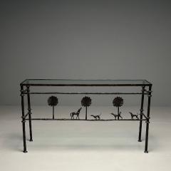 Alberto Diego Giacometti Giacometti Style Mid Century Modern Console Table Horse Dog Tree Motif - 3563409