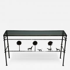 Alberto Diego Giacometti Giacometti Style Mid Century Modern Console Table Horse Dog Tree Motif - 3571414