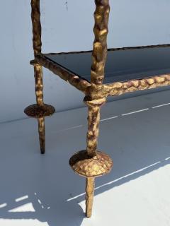 Alberto Diego Giacometti Wrought Iron Console Table in Gold Leaf Style of Giacometti - 2031561