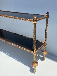 Alberto Diego Giacometti Wrought Iron Console Table in Gold Leaf Style of Giacometti - 2031562