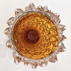 Alberto Dona 2000s Alberto Dona Italian Amber Gold Crystal Rostrato Murano Glass Modern Vase - 2912352
