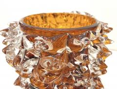 Alberto Dona 2000s Alberto Dona Italian Amber Gold Crystal Rostrato Murano Glass Modern Vase - 2912353