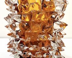 Alberto Dona 2000s Alberto Dona Italian Amber Gold Crystal Rostrato Murano Glass Modern Vase - 2912359