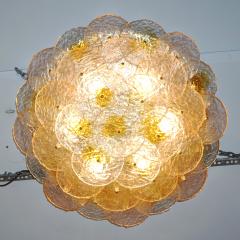 Alberto Dona Alberto Don 1970s Textured Pink Amber Gold Murano Glass Flush Mount Chandelier - 617409