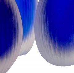 Alberto Dona Alberto Dona Trio Conneto Supreme Blue Murano Sommerso Glass Vases Signed  - 4190925