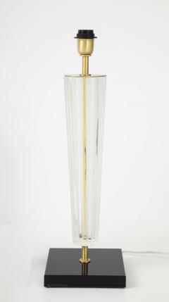 Alberto Dona Art Deco Style Venetian Glass Lamps in Clear Glass with Black Glass Base Signed - 4618954