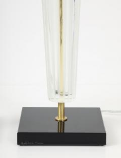 Alberto Dona Art Deco Style Venetian Glass Lamps in Clear Glass with Black Glass Base Signed - 4618956