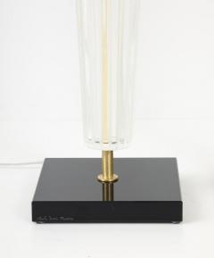 Alberto Dona Art Deco Style Venetian Glass Lamps in Clear Glass with Black Glass Base Signed - 4618957