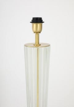 Alberto Dona Art Deco Style Venetian Glass Lamps in Clear Glass with Black Glass Base Signed - 4618961