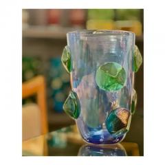 Alberto Dona Artisan Iridescent Blue Green Murano Glass Dot Vase - 3856860