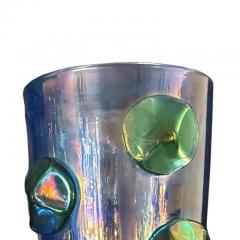 Alberto Dona Artisan Iridescent Blue Green Murano Glass Dot Vase - 3856863