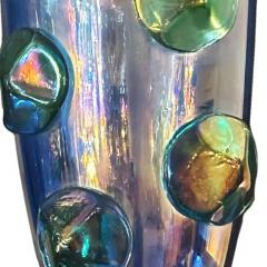 Alberto Dona Artisan Iridescent Blue Green Murano Glass Dot Vase - 3856864