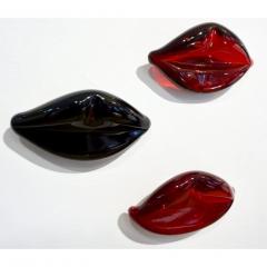 Alberto Dona Contemporary Italian Fun Blown Murano Glass Red Lips Wall Art Sculpture - 1202601