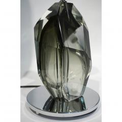 Alberto Dona Don Contemporary Italian Pair of Faceted Solid Rock Smoked Murano Glass Lamps - 639429