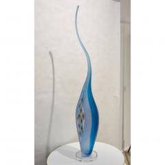 Alberto Dona Dona Modern Art Glass Aqua Blue Sculpture Vase with Red and Yellow Murrine - 1019165