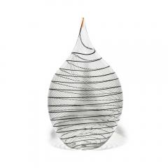 Alberto Dona Hand Blown Clear With Black Filigrana Glass Vase By Alberto Dona - 1673223