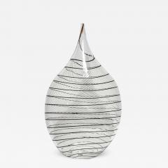 Alberto Dona Hand Blown Clear With Black Filigrana Glass Vase By Alberto Dona - 1678878