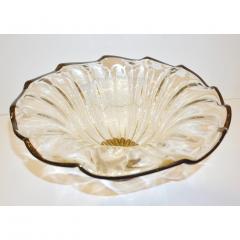 Alberto Dona Italian Gold Dust Crystal Murano Glass Scalloped Centerpiece Bowl with Black Rim - 2325871