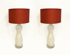 Alberto Dona Italian Modern Pair of Cream Ivory Gold Silhouette Lamps with Terracotta shades - 2667783