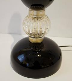 Alberto Dona Large Pair of Black and Gold Murano Glass Lamps Italy Signed - 3780119