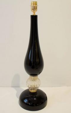 Alberto Dona Large Pair of Black and Gold Murano Glass Lamps Italy Signed - 3780121