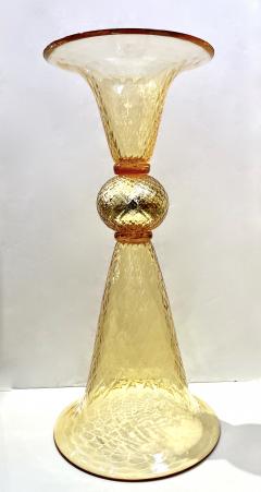 Alberto Dona Modern Italian Gold Honeycomb Murano Glass Tall Round Conical Double Vase - 3419723