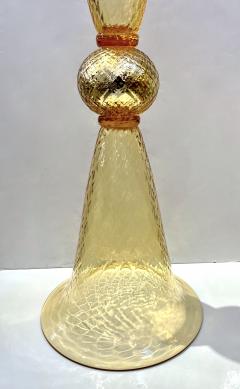 Alberto Dona Modern Italian Gold Honeycomb Murano Glass Tall Round Conical Double Vase - 3419724