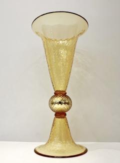 Alberto Dona Modern Italian Gold Honeycomb Murano Glass Tall Round Conical Double Vase - 3419725