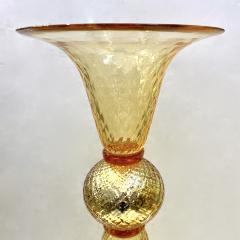 Alberto Dona Modern Italian Gold Honeycomb Murano Glass Tall Round Conical Double Vase - 3419726