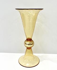 Alberto Dona Modern Italian Gold Honeycomb Murano Glass Tall Round Conical Double Vase - 3419729