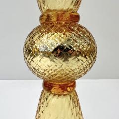 Alberto Dona Modern Italian Gold Honeycomb Murano Glass Tall Round Conical Double Vase - 3419730