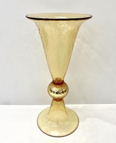 Alberto Dona Modern Italian Gold Honeycomb Murano Glass Tall Round Conical Double Vase - 3419731
