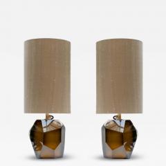 Alberto Dona Murano Diamond Cut Faceted tobacco colour glass table lamps - 4333487