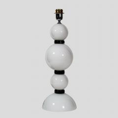 Alberto Dona PAIR OF HAND BLOWN GLASS WHITE AND BLACK TABLE LAMPS - 2141845