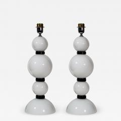 Alberto Dona PAIR OF HAND BLOWN GLASS WHITE AND BLACK TABLE LAMPS - 2144709