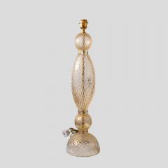 Alberto Dona Pair Of Tall Blown Clear Glass With Gold Inclusion Table Lamps - 3561143