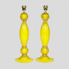 Alberto Dona Pair of Blown Yellow and Gold Murano Table lamps - 3896929