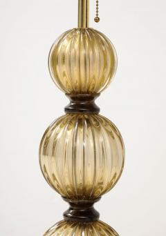 Alberto Dona Pair of Bronze and 23 Karat Gold Infused Murano Glass Lamps Italy 2024 - 3731159